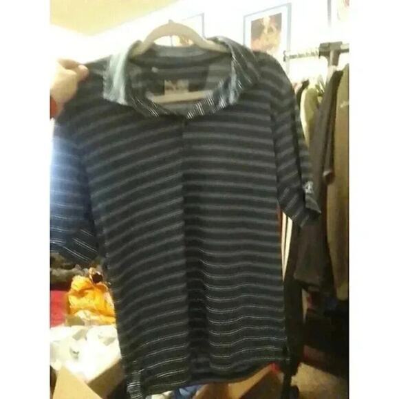 Under Armour Mens Small Loose Heat Gear Catalyst Golf Polo Shirt Striped A34 - Picture 1 of 5